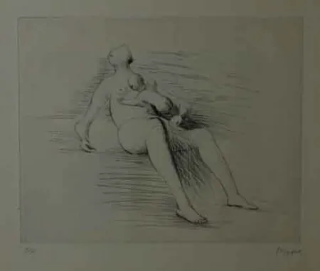 Eau-Forte Moore - RECLING MOTHER AND CHILD II