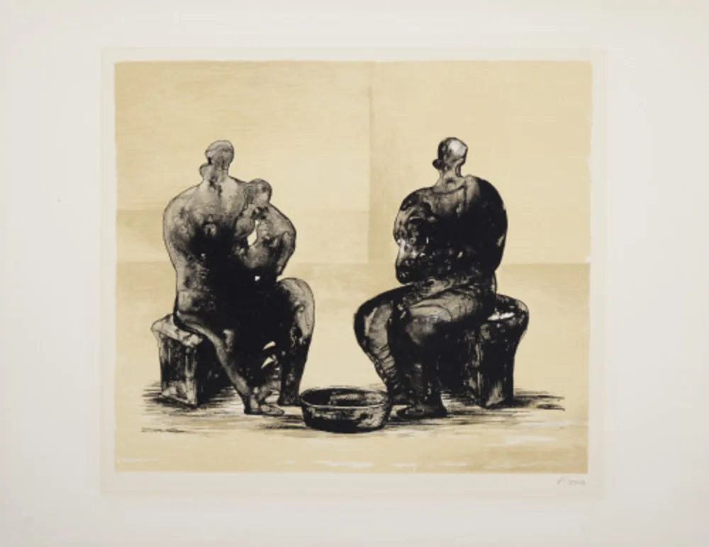 Lithographie Moore - Two Women Bathing Child II (C. 310)
