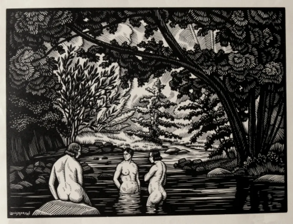 Gravure Sur Bois Moreau - LES BAIGNEUSES / BATHERS - Gravure s/bois / Woodcut - 1912