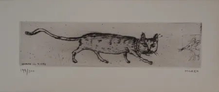 Gravure Moreh - Le matin d'un chat : le chat et la souris