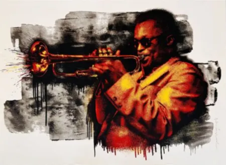 Sérigraphie Mr Brainwash - Miles Davis (Red, Yellow)