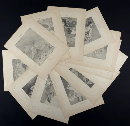 Lithographie Mucha - 12 Mois