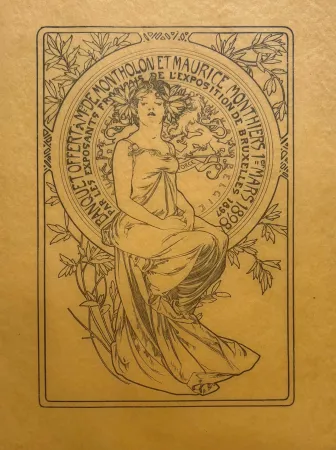 Lithographie Mucha - Banquet offert à Mr De Montholon et Maurice Monthiers, 1er mars 1898