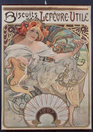 Lithographie Mucha - Biscuits Lefèvre-Utile, 1896
