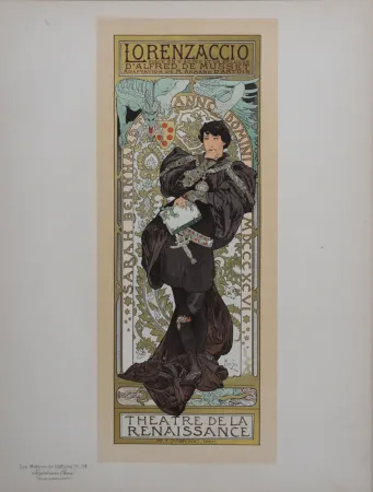 Lithographie Mucha - Lorenzaccio, Les Maitres de L’Affiche, 1898