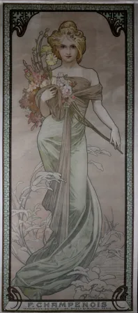 Lithographie Mucha - The Seasons / Spring