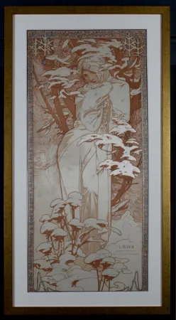 Lithographie Mucha - The Seasons : Winter, 1900