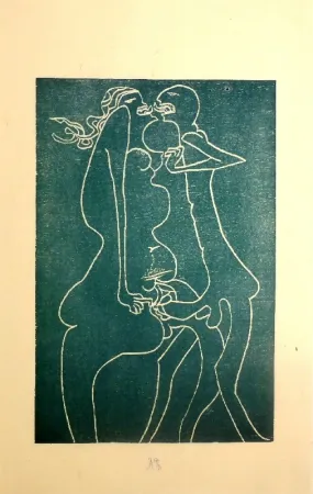 Gravure Sur Bois Müller - 13 Fois Elle et Moi