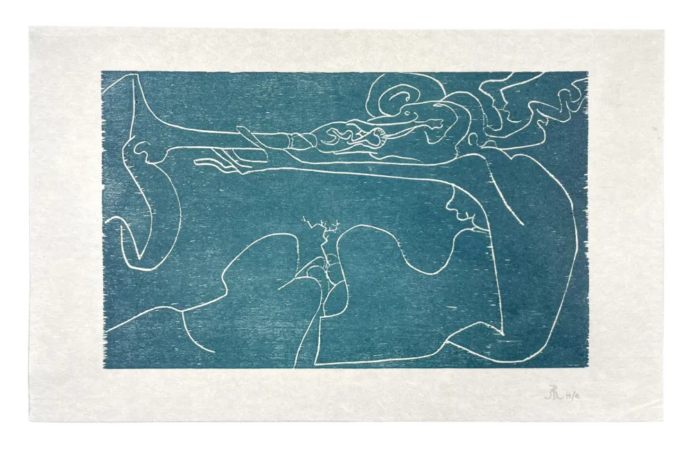 Gravure Sur Bois Müller - 13 FOIS ELLE ET MOI - FLÛTE