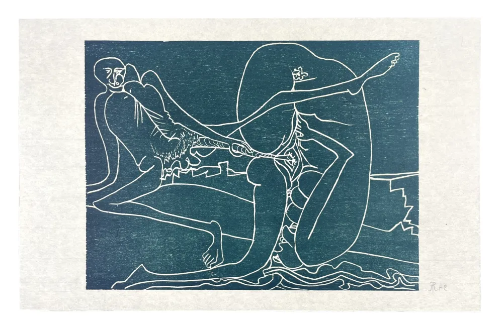 Gravure Sur Bois Müller - 13 FOIS ELLE ET MOI - LA PLAGE