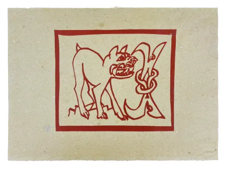 Gravure Sur Bois Müller - CERBÈRE