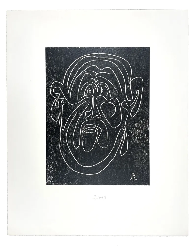 Gravure Sur Bois Müller - VISAGE VIII (LUI) (a)