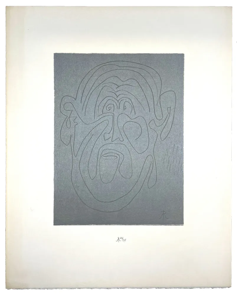 Gravure Sur Bois Müller - VISAGE VIII (LUI) (b)