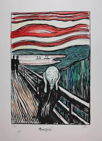 Lithographie Munch - Le cri / The Scream / Geschrei, 1895 | Version couleur / Color version