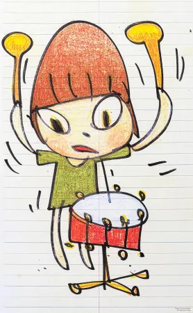 Lithographie Nara - Yoshitomo Nara (1959) - Banging the Drum - lithograph on paper - 2020