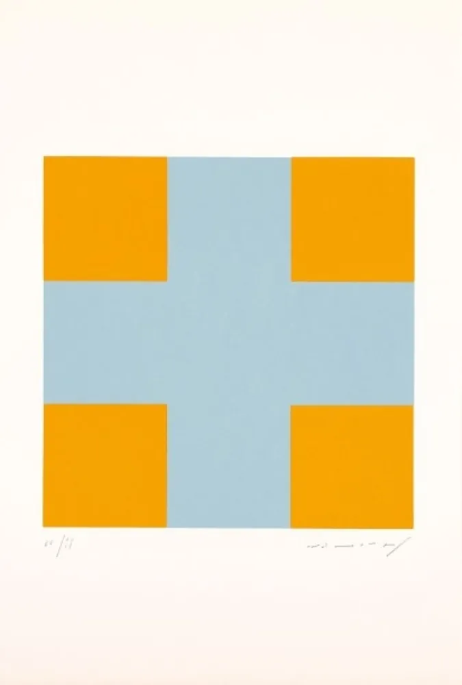 Sérigraphie Nemours - Une croix pour quatre carrés