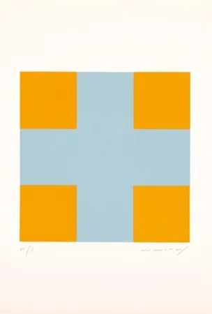 Sérigraphie Nemours - Une croix pour quatre carrés