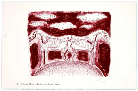 Lithographie Nørgaard - D. Helhesten, Sleipner, Rimfaxe, cheval pour Horsens