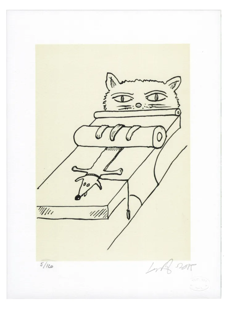 Lithographie Nørgard - Chien écrasé