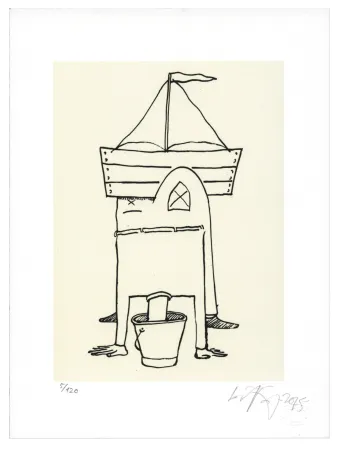 Lithographie Nørgard - Tête dans le sceau