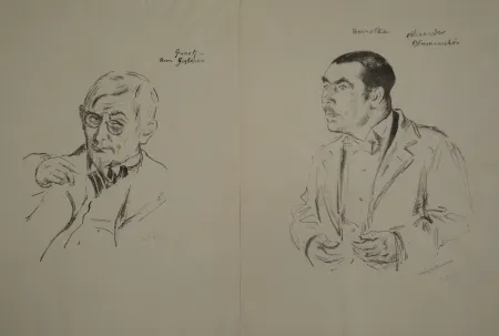 Lithographie Orlik - Schauspielerbildnisse 