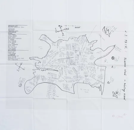 Sérigraphie Paik - FLUXUS ISLAND IN DECOLLAGE OCEAN