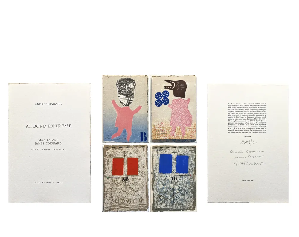 Livre Illustré Papart - AU BORD EXTRÊME. Quatre gravures signées de Max Papart et James Coignard (1983)