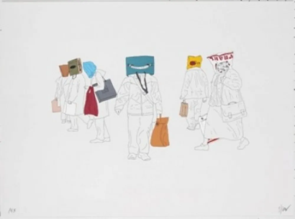 Lithographie Partegas - Shopping Heads