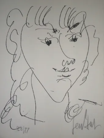 Lithographie Paul  - Le modèle, portrait de Lola