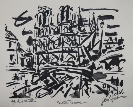 Lithographie Paul  - NOTRE DAME DE PARIS / NOTRE DAME OF PARIS - Lithographie Originale / Original Lithography