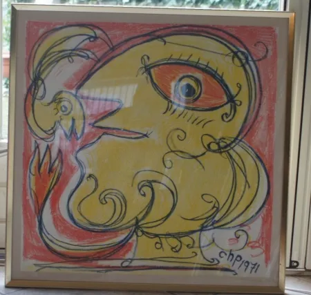 Lithographie Pedersen - Woman and bird, reduced price!