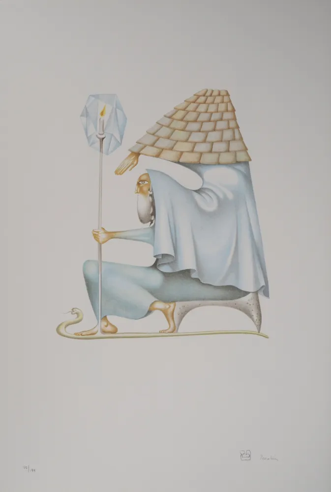 Lithographie Pérahim - L'Alphabet Hébreu : le conseil du sage