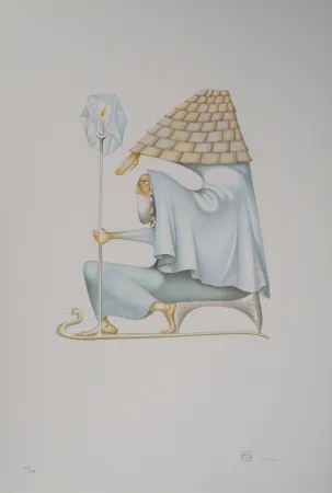 Lithographie Pérahim - L'Alphabet Hébreu : le conseil du sage