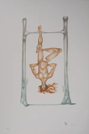 Lithographie Pérahim - L'Alphabet Hébreu : le pendu