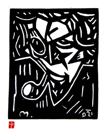 Linogravure Petrov - Autoportret (Self-portrait) 