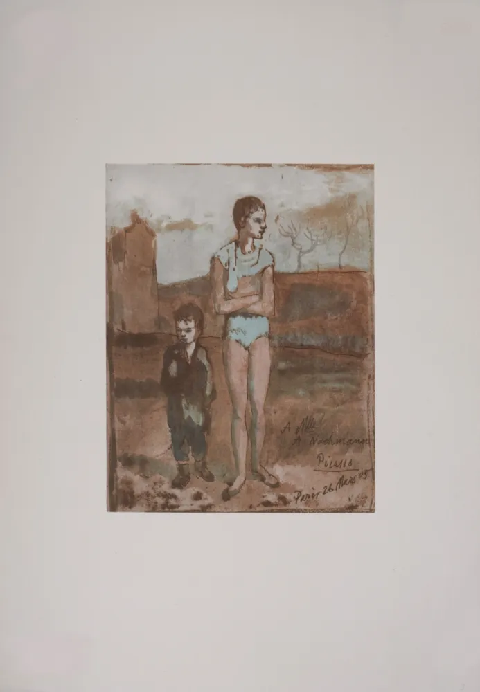 Lithographie Picasso (After) - Arlequin et garçon, 1946