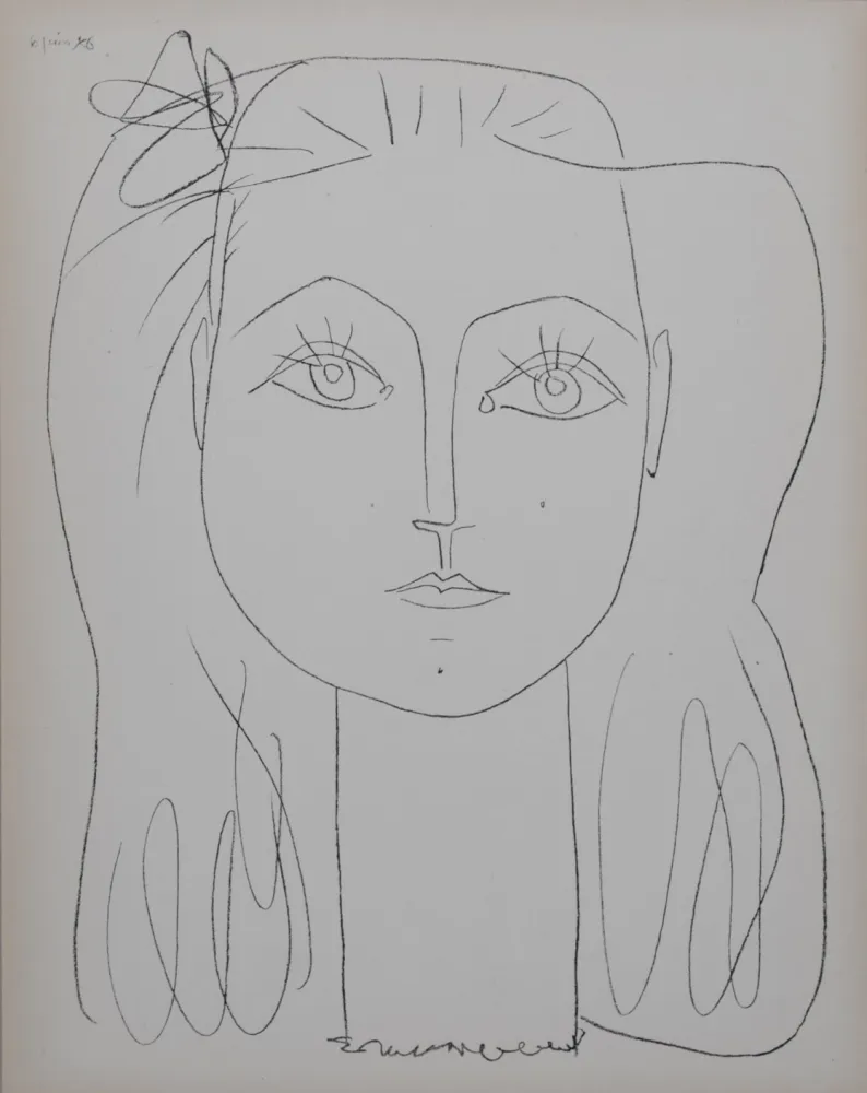 Lithographie Picasso (After) - Françoise avec un nœud dans les cheveux