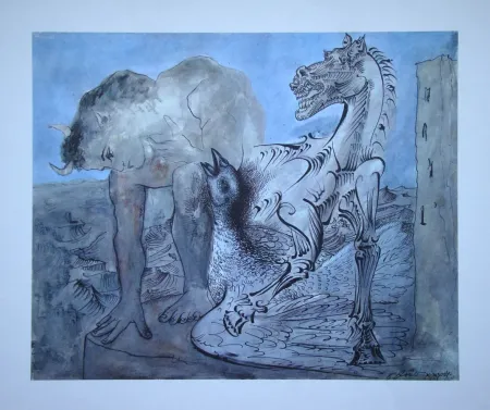 Offset Picasso (After) - Jeune faune, cheval, oiseau