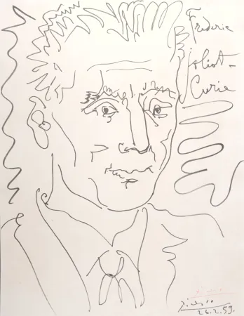 Lithographie Picasso (After) - Portrait de Frédéric Joliot-Curie, 1959