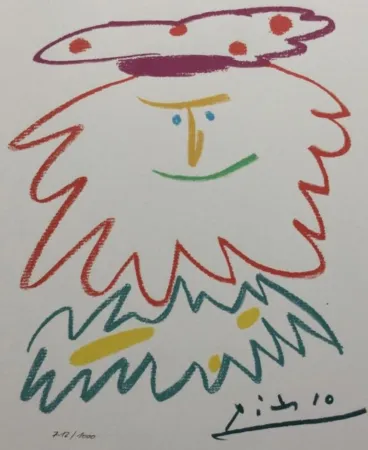 Lithographie Picasso (After) - VISAGE BARBU (1958) 