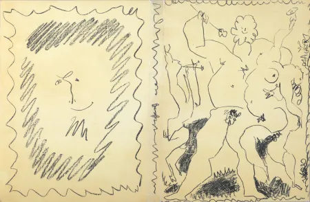 Lithographie Picasso - Bacchanale & Satyre, 1956