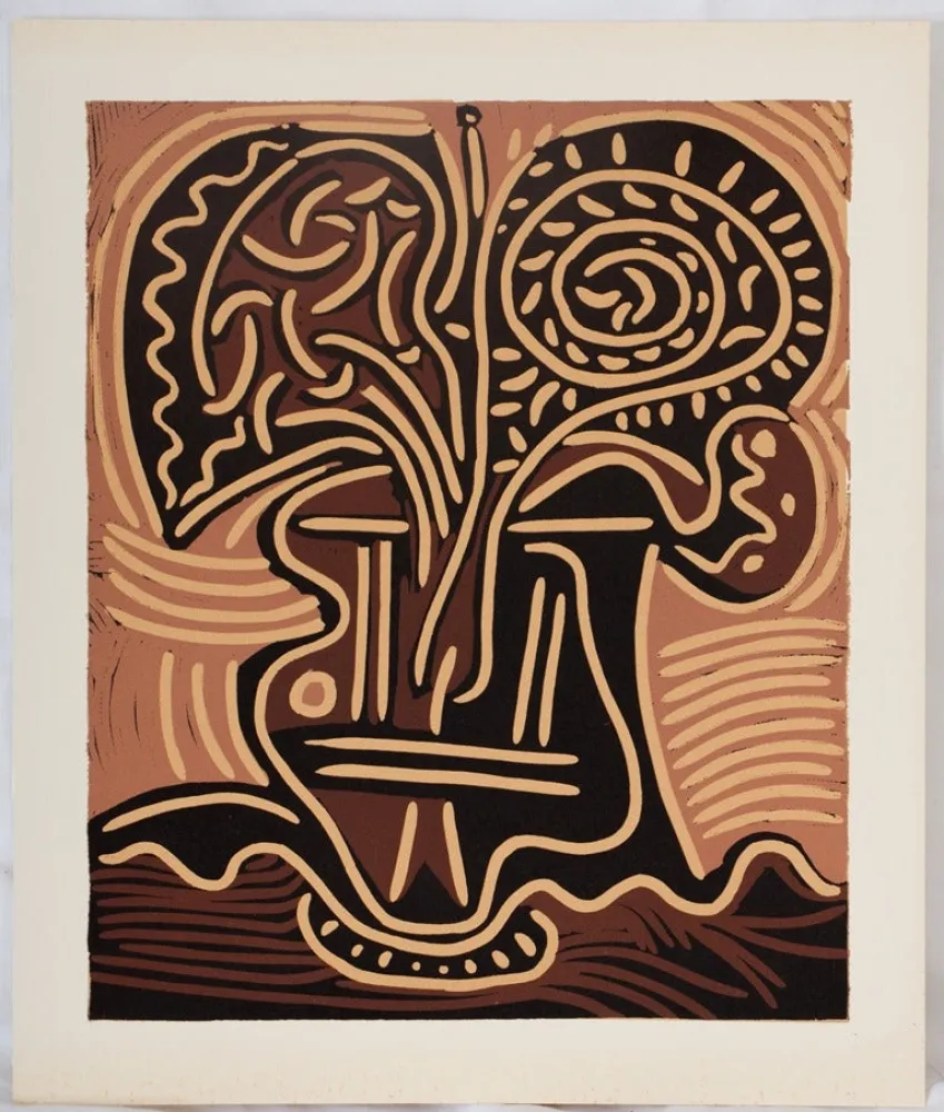 Linogravure Picasso - Bouquet de fleurs