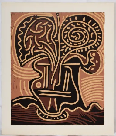 Linogravure Picasso - Bouquet de fleurs