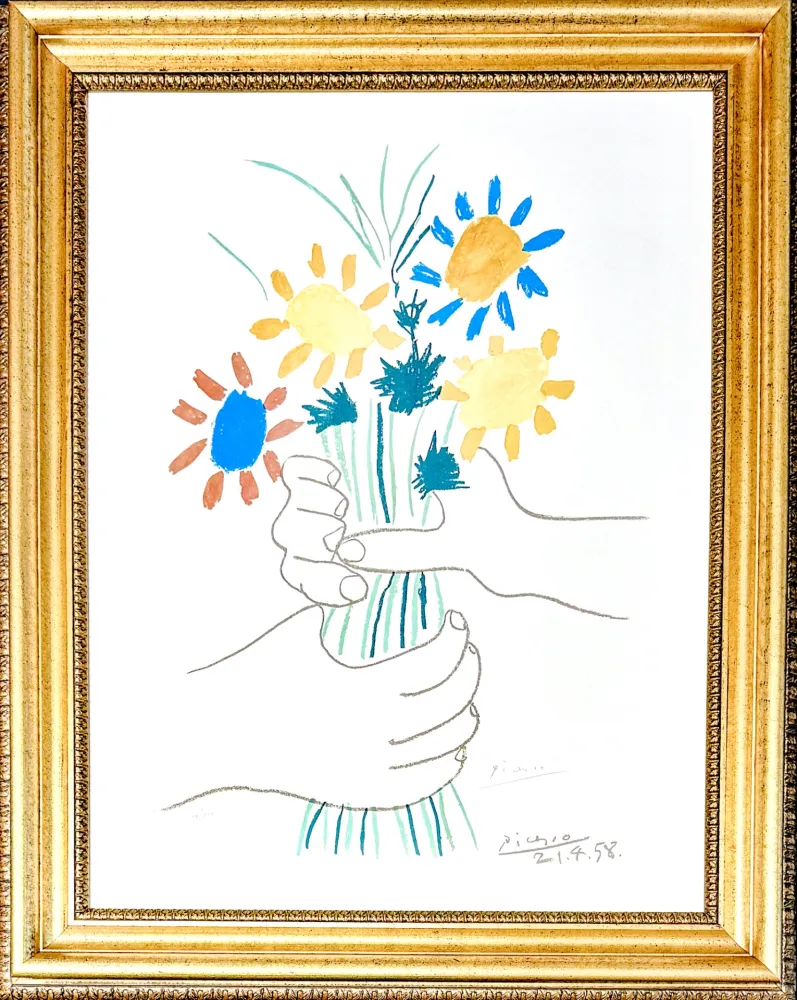 Lithographie Picasso - Bouquet de Fleurs