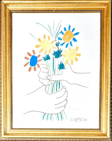 Lithographie Picasso - Bouquet de Fleurs