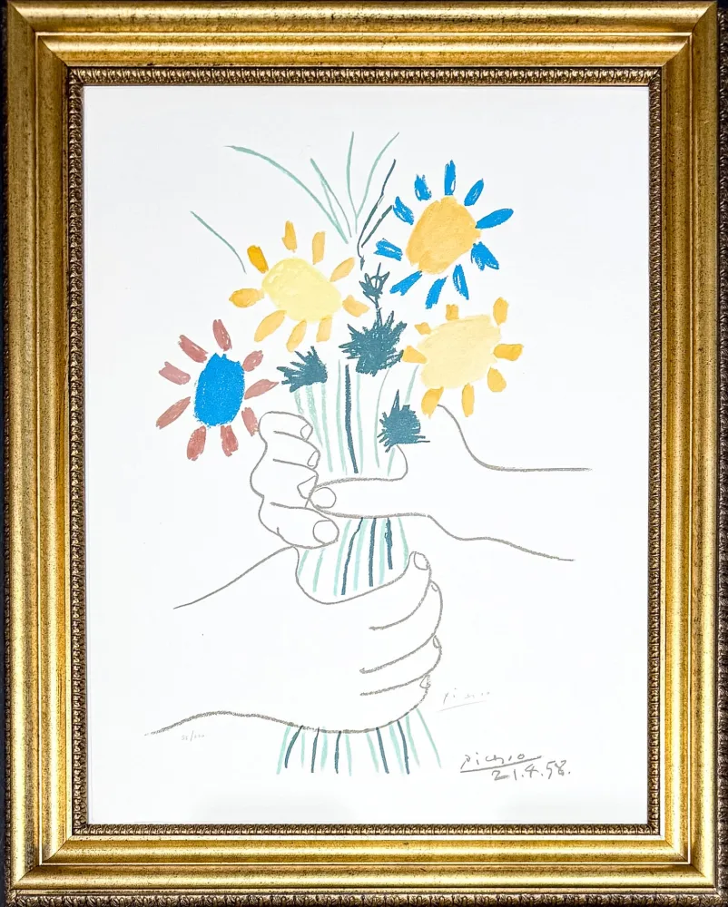 Lithographie Picasso - Bouquet de Fleurs