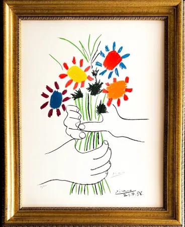 Lithographie Picasso - Bouquet de Fleurs