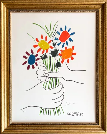 Lithographie Picasso - Bouquet de Fleurs