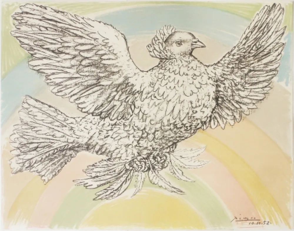 Lithographie Picasso - Colombe à l'Arc en Ciel