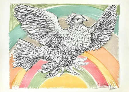 Lithographie Picasso - Colombe volant